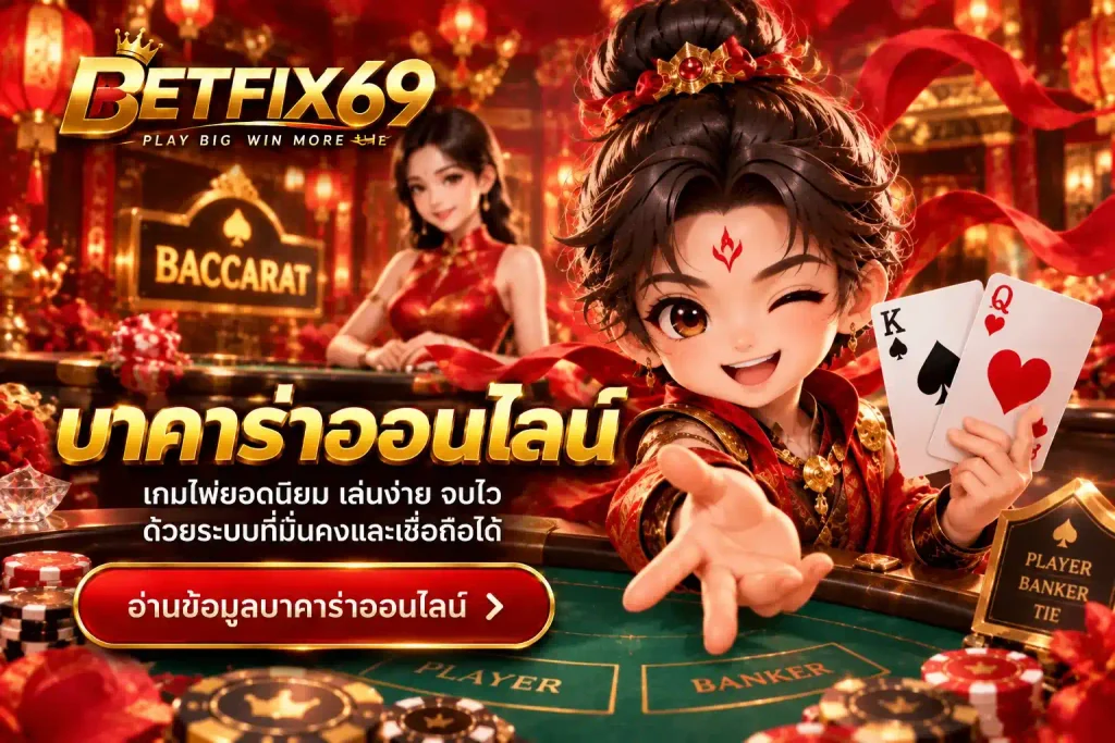 ตัวละครการ์ตูนกับโต๊ะบาคาร่า