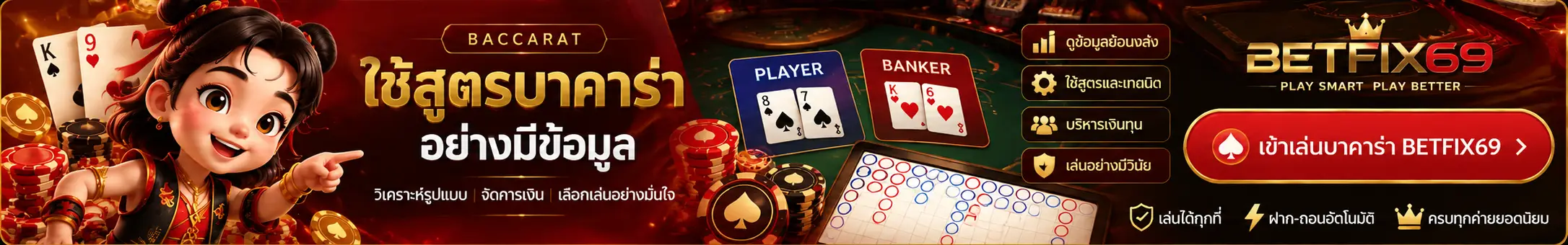 สูตรบาคาร่า BETFIX69 ระบบวิเคราะห์และเลือกเล่นอย่างมีข้อมูล