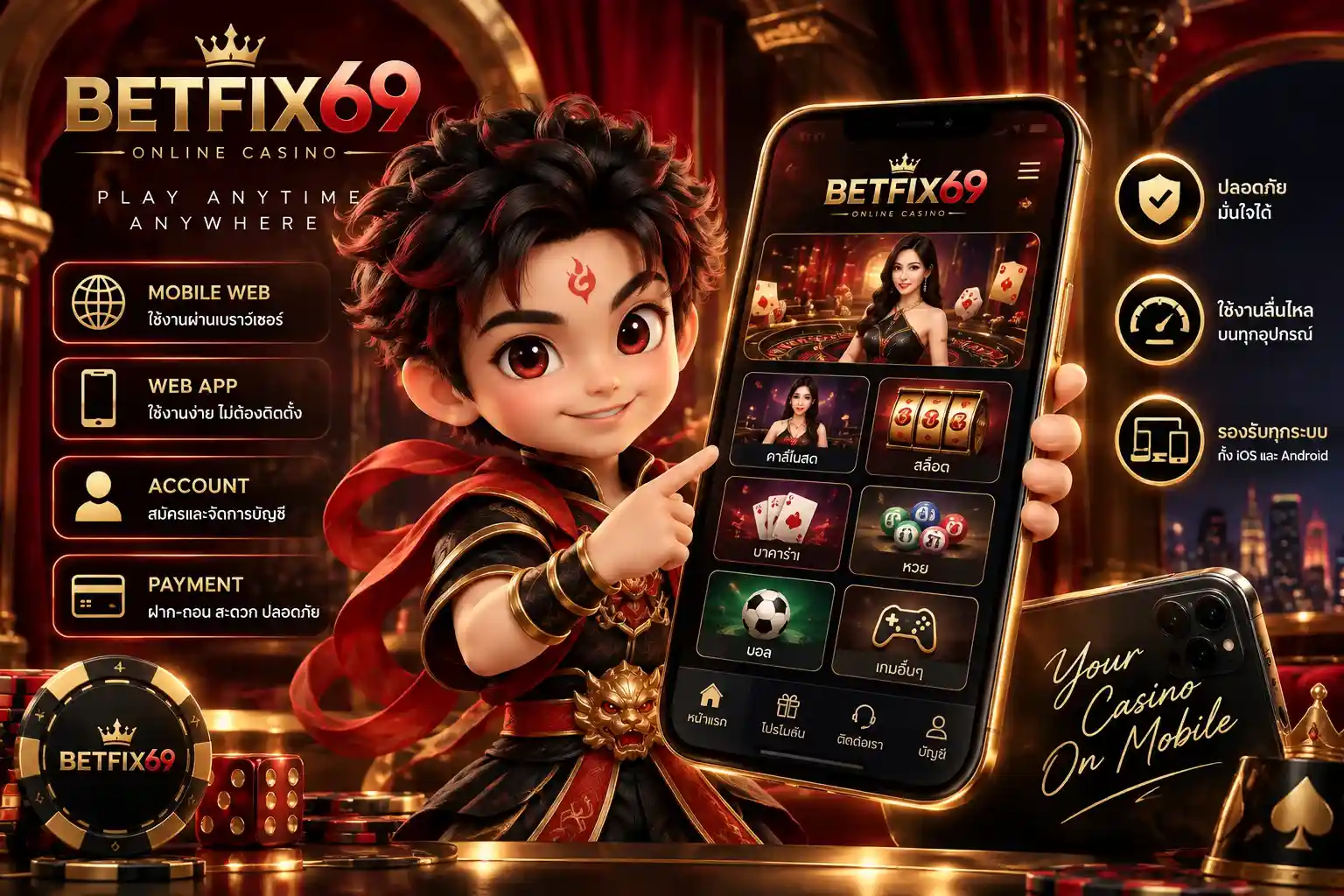 เลือกแอปคาสิโนมือถือ BETFIX69 พร้อมตรวจสอบระบบการใช้งานบนมือถือ